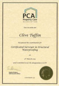 Clive Tuffin CSSW certificate